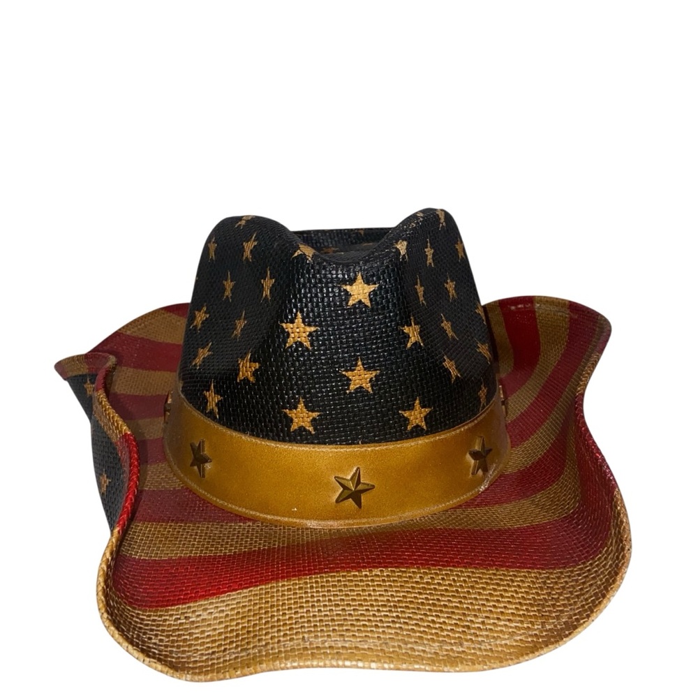 Hatra Cowboy Hat Womens O/S USA Flag Stars Stripes Patriotic Cowgirl Rodeo